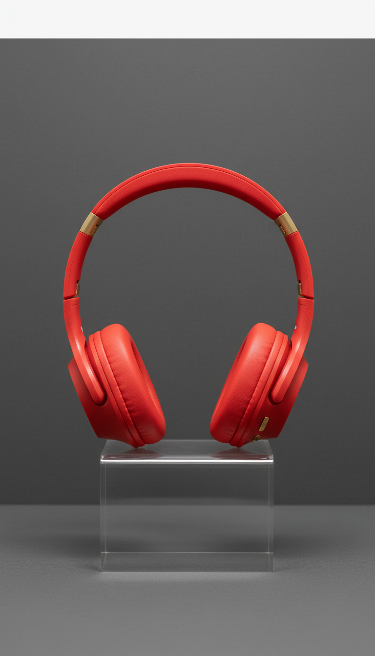 Electric red wireless headphones
