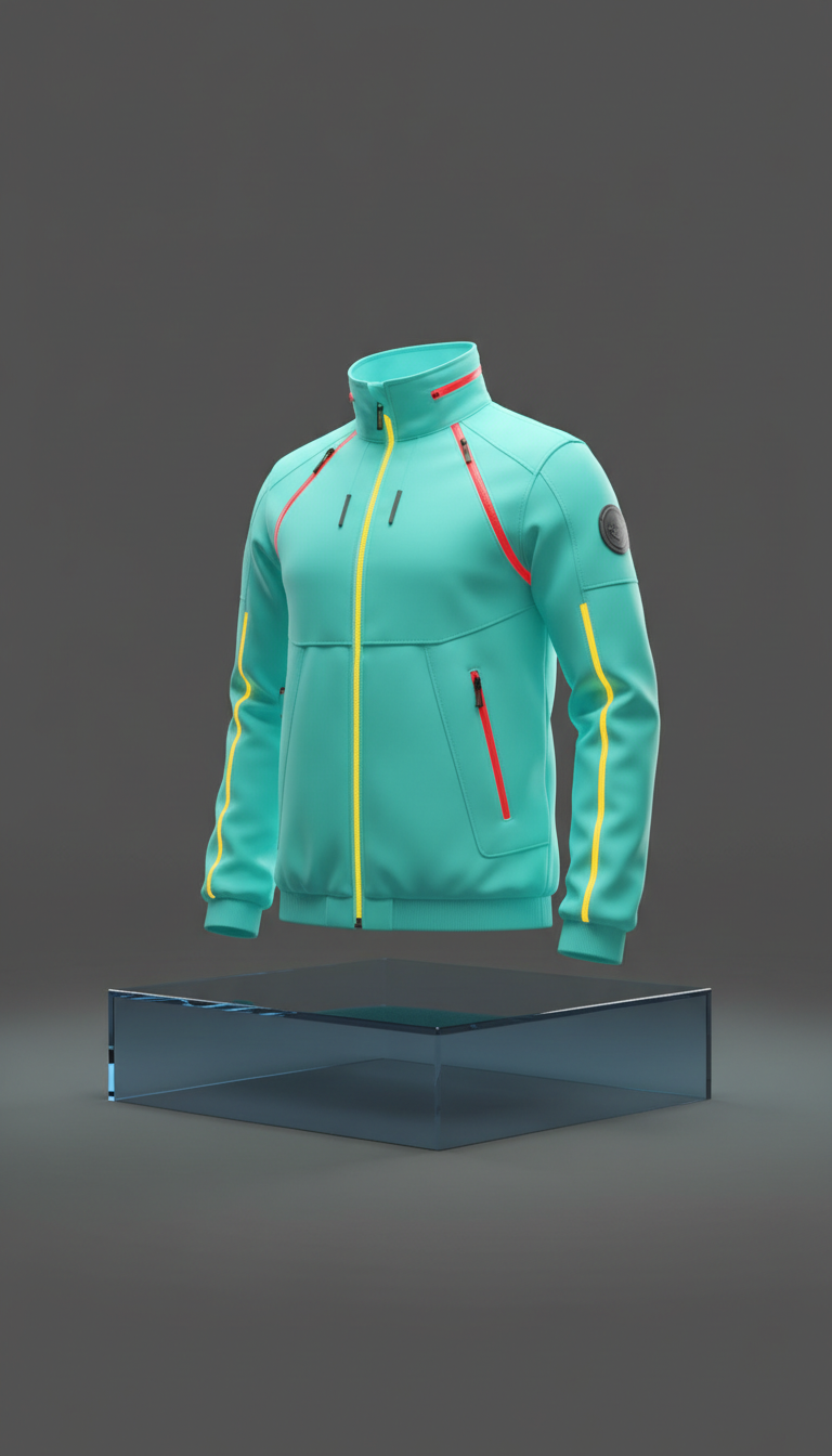 Neon aqua tech windbreaker